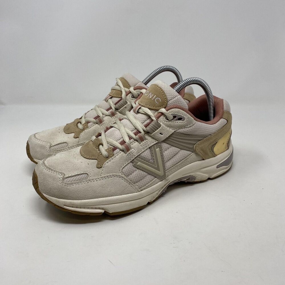 Vionic 23Walk 2.0 Shoes Womens Size 9 Beige Suede Mesh Walking Comfort Sneakers